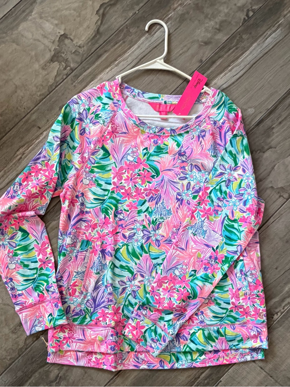 Lilly Pulitzer Disney Dreamin’ sweat Floral Pullover Sweatshirt - Pink & Green